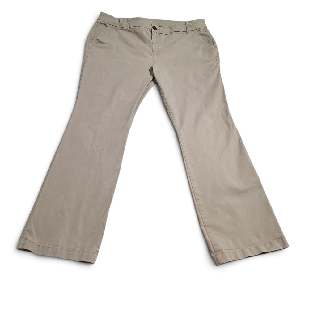 Old Navy Khaki Bootcut Chino Pants Mid Rise Women's 14 Short Tan